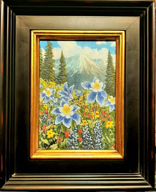 Spring Columbines 7x5 $190 at Hunter Wolff Gallery